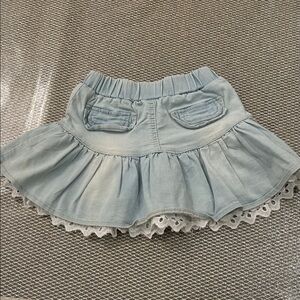 Kids Light Blue Skirt with Lace Trim